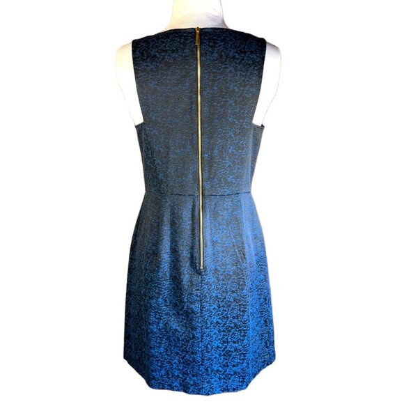 Ann Taylor Loft Sleeveless Blue & Black Textured Sheath Dress With Back Zipper - Picture 2 of 7